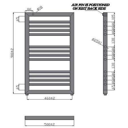 Chrome Heated Towel Rail Radiator 900 x 500mm - Lambourn