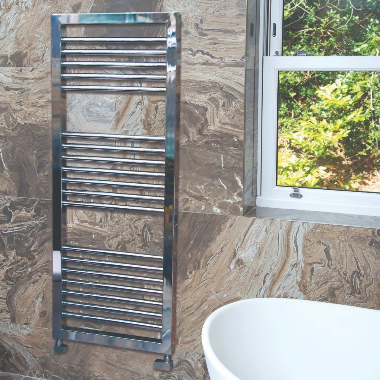 Chrome Heated Towel Rail Radiator 1300 x 500mm - Lambourn