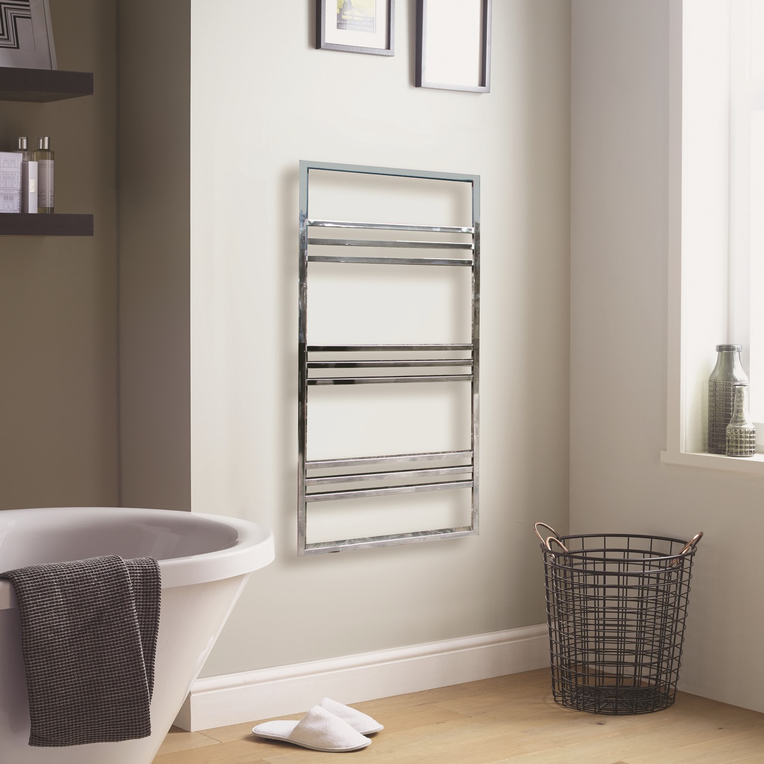 Chrome Heated Towel Rail Radiator 1200 x 500mm - Boxford