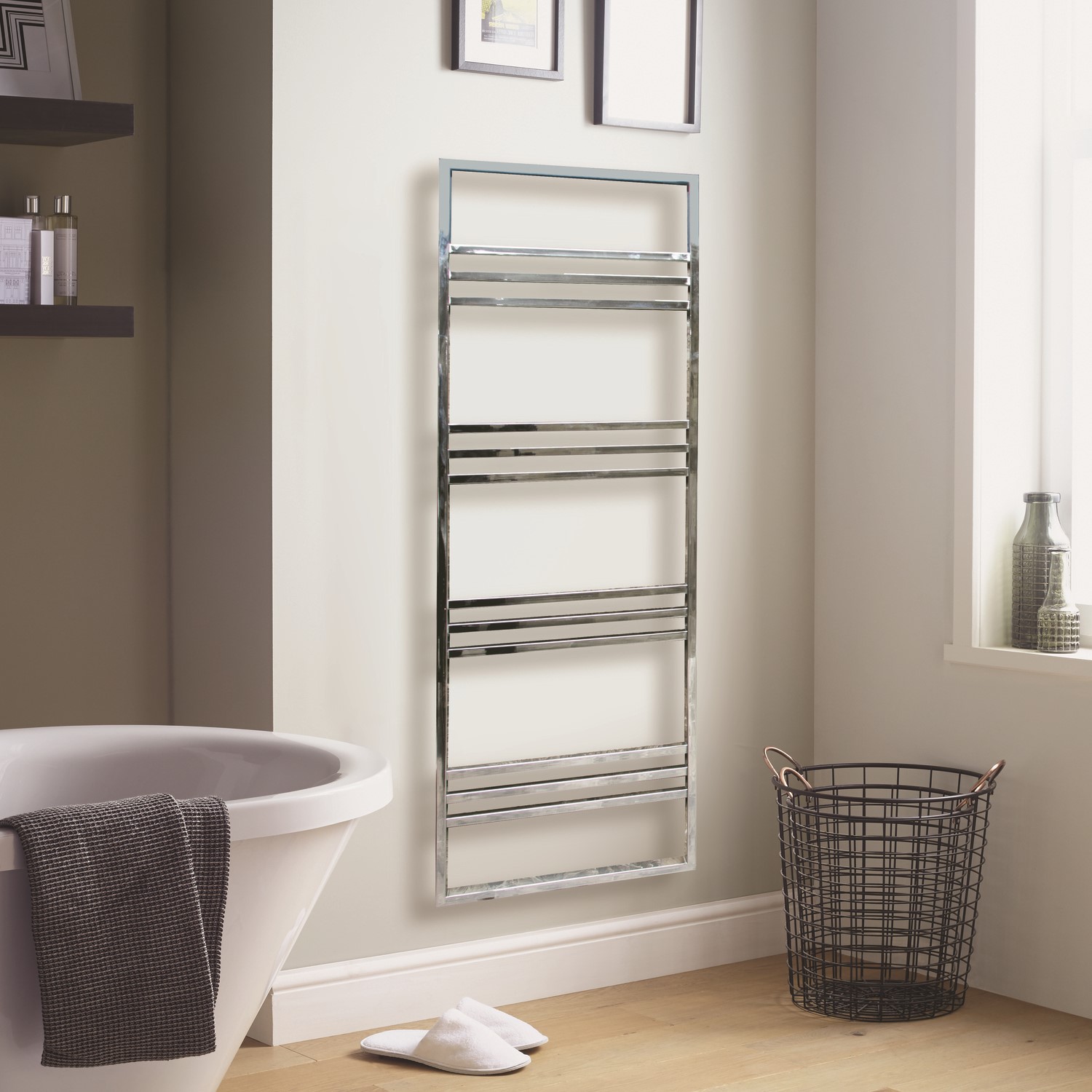 Chrome Heated Towel Rail Radiator 1500 x 500mm - Boxford
