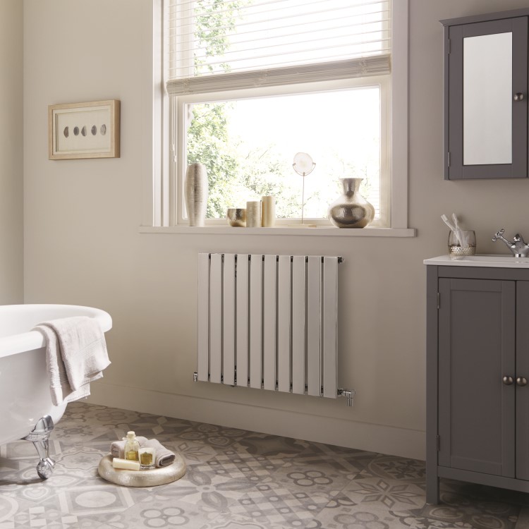 Chrome Vertical Flat Panel Radiator 600 x 790mm