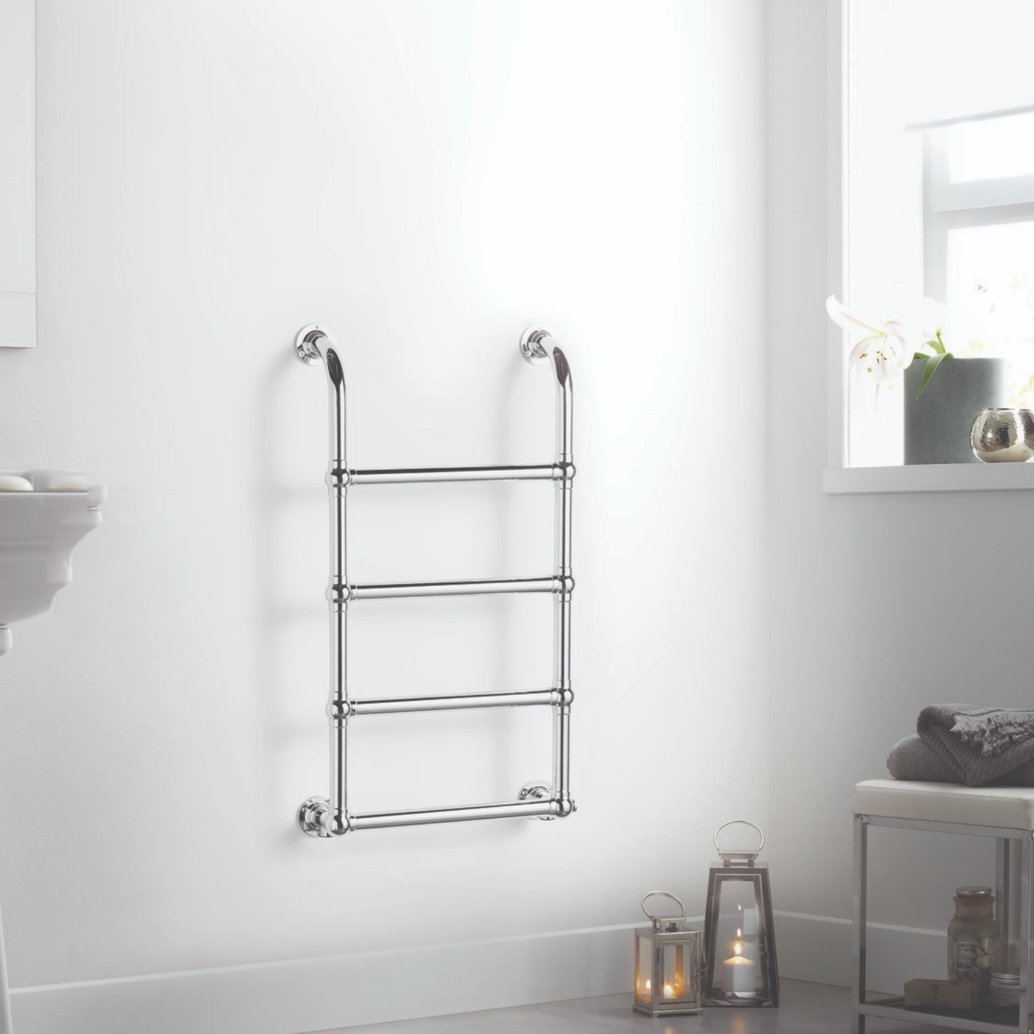 Chrome Heated Towel Rail Radiator 900 x 500mm - Joanna