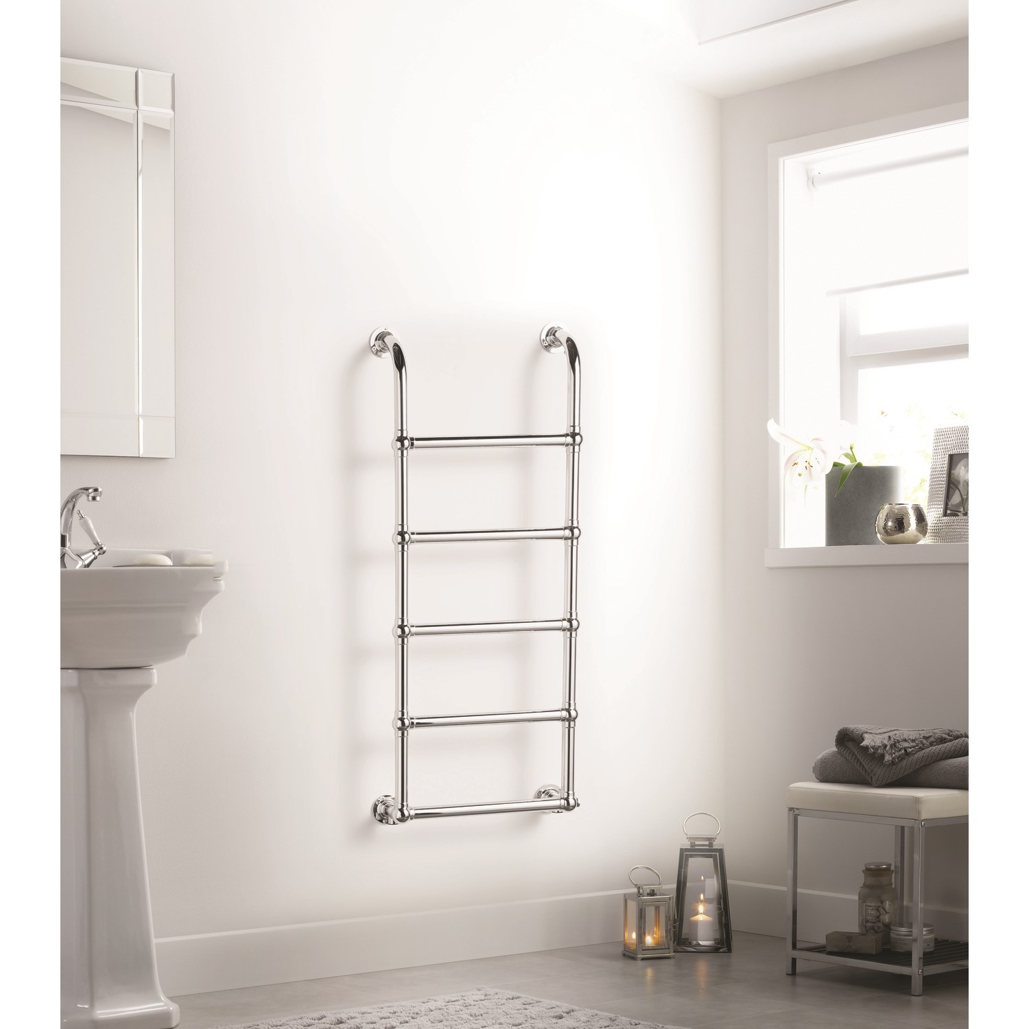 Chrome Heated Towel Rail Radiator 1200 x 500mm - Joanna