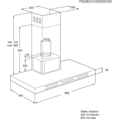 AEG X59143MD0 Designer Touch Control 90cm Chimney Hood in Stainless steel