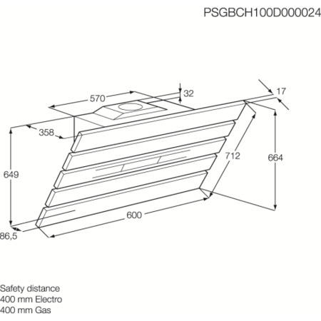 AEG X66454MV00 60cm Angled Cooker Hood Stainless Steel