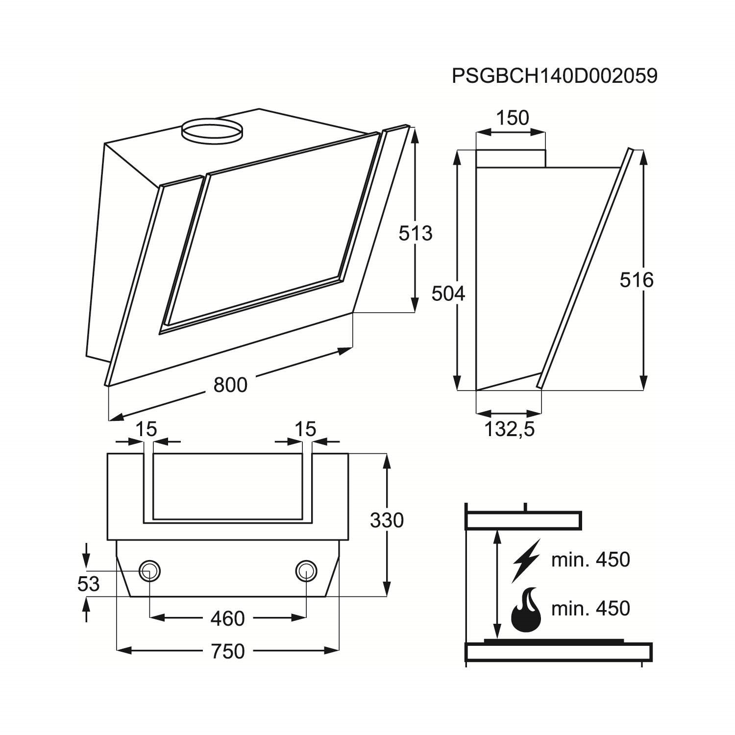 AEG X68163BV10 80cm Angled Cooker Hood Black Appliances Direct