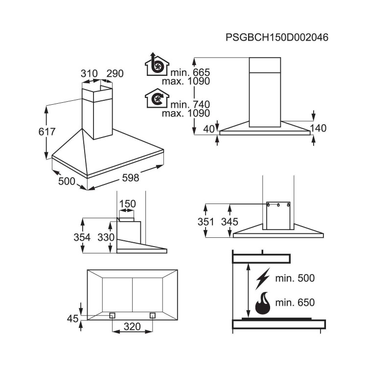 AEG X66264MK1 Low-profile Shelf-style 60cm Chimney Cooker Hood Stainless Steel