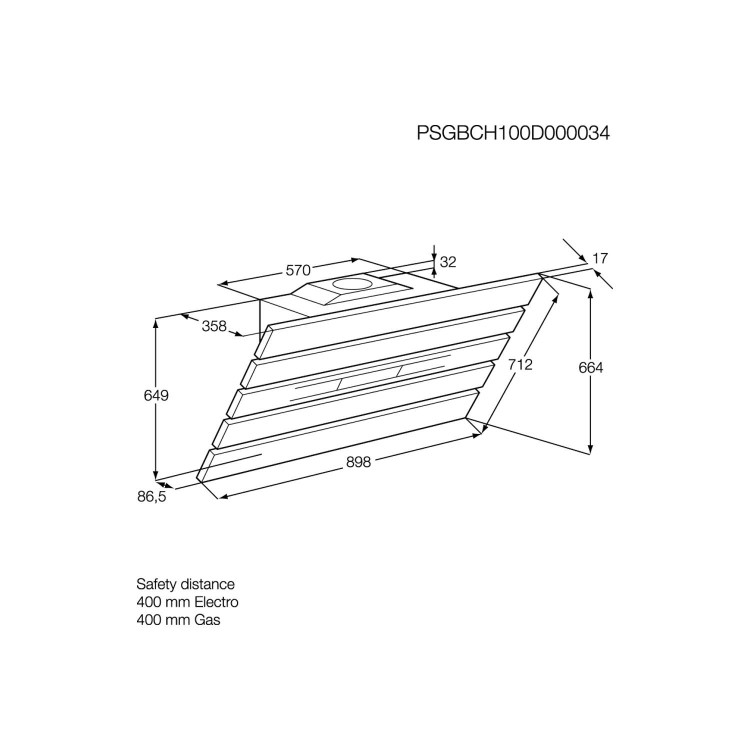 AEG X69453BV0 90cm Angled Chimney Hood Black