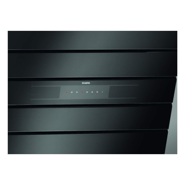 AEG X69454BV01 Angled 90cm Chimney Cooker Hood Black