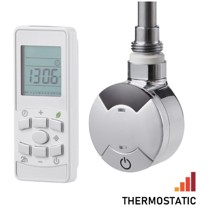 Timed Remote Control Thermostatic Towel Rail Element with Dual Fuel Kit 1000W - Chrome