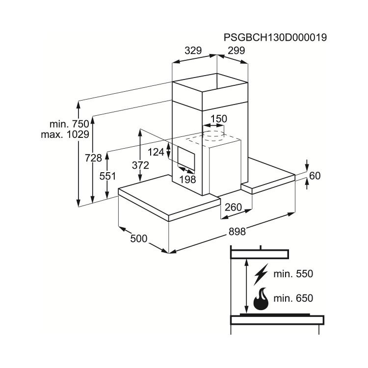 AEG X99464MI2 Touch Control Box Design 90cm Island Cooker Hood Stainless Steel