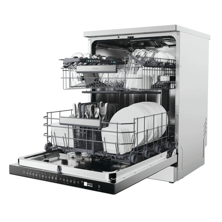 Refurbished Haier Series 3 Freestanding Dishwasher - Stainless steel