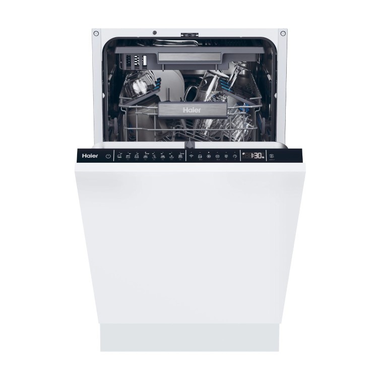 Haier I-Pro Shine Integrated Slimline Dishwasher - Smart Wi-Fi, C-Rated, Black control panel