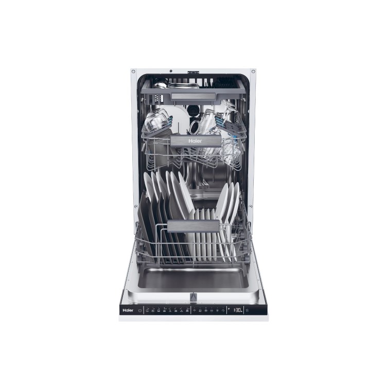 Haier I-Pro Shine Integrated Slimline Dishwasher - Smart Wi-Fi, C-Rated, Black control panel