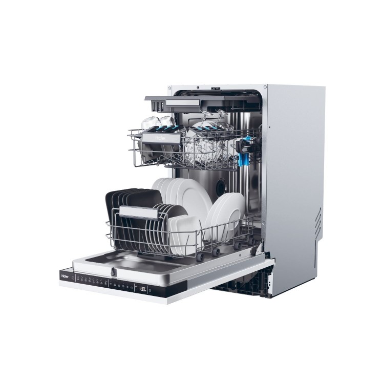 Haier I-Pro Shine Integrated Slimline Dishwasher - Smart Wi-Fi, C-Rated, Black control panel
