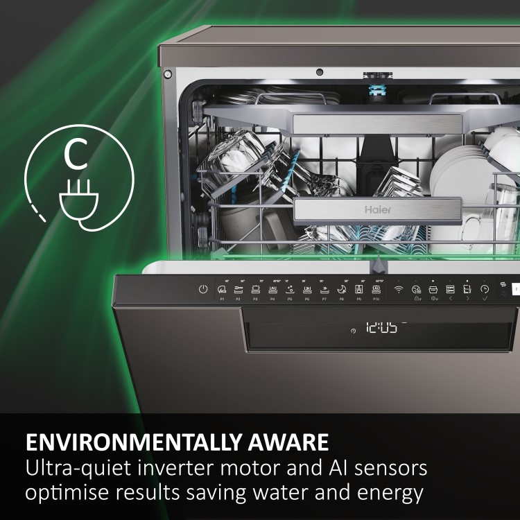 Haier Integrated Dishwasher - Smart Wi-Fi, C-Rated, Black control panel