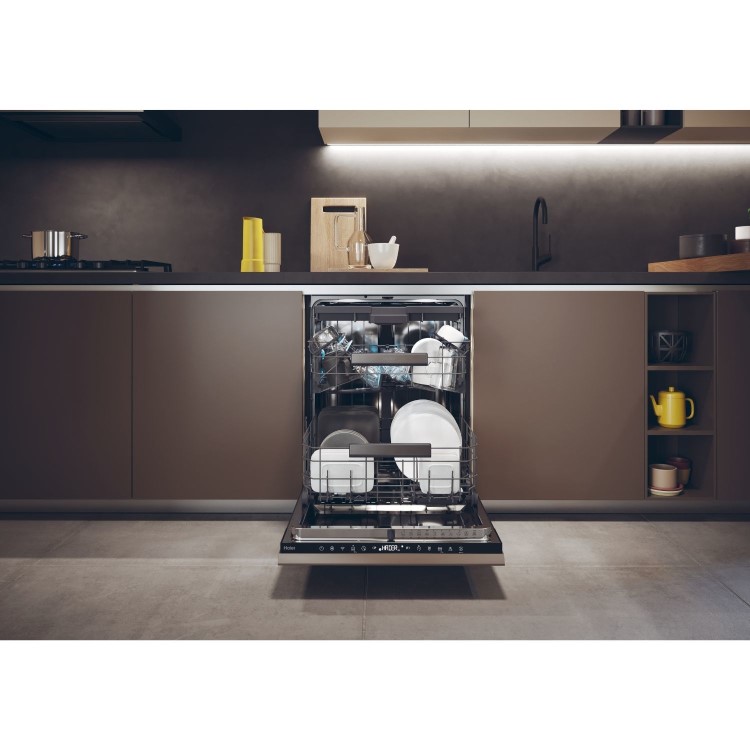 Haier Integrated Dishwasher - Smart Wi-Fi, C-Rated, Black control panel