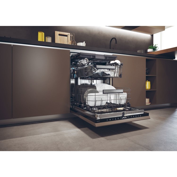 Haier Integrated Dishwasher - Smart Wi-Fi, C-Rated, Black control panel