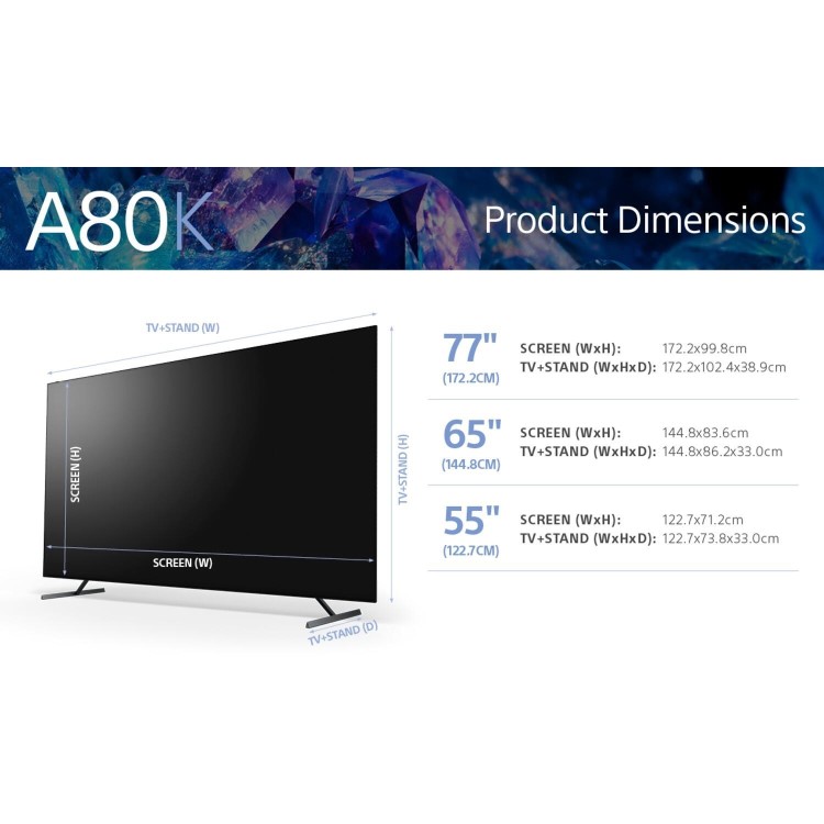 Sony A80K BRAVIA XR OLED 55 Inch 4K HDR Google TV