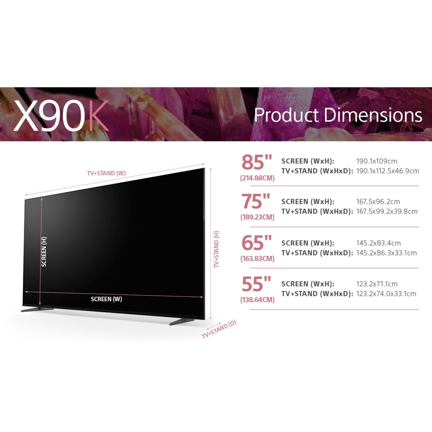Sony X90K BRAVIA XR Full Array LED 55 Inch 4K HDR Google TV XR55X90KU ...