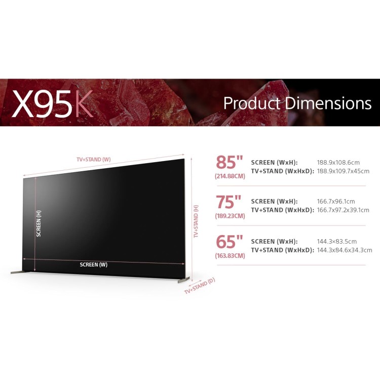 Sony X95K BRAVIA XR Mini LED 75 Inch 4K HDR Google TV