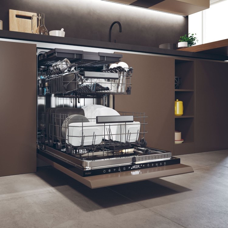 Haier Washlens Plus Series 2 Integrated Dishwasher - Smart Wi-Fi, B-Rated, White control panel