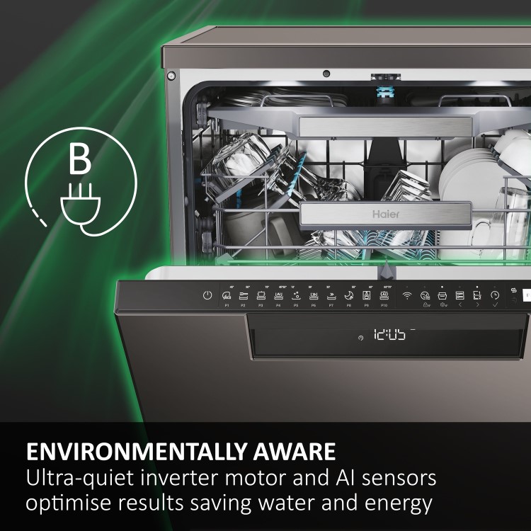 Haier Washlens Plus Series 2 Integrated Dishwasher - Smart Wi-Fi, B-Rated, White control panel