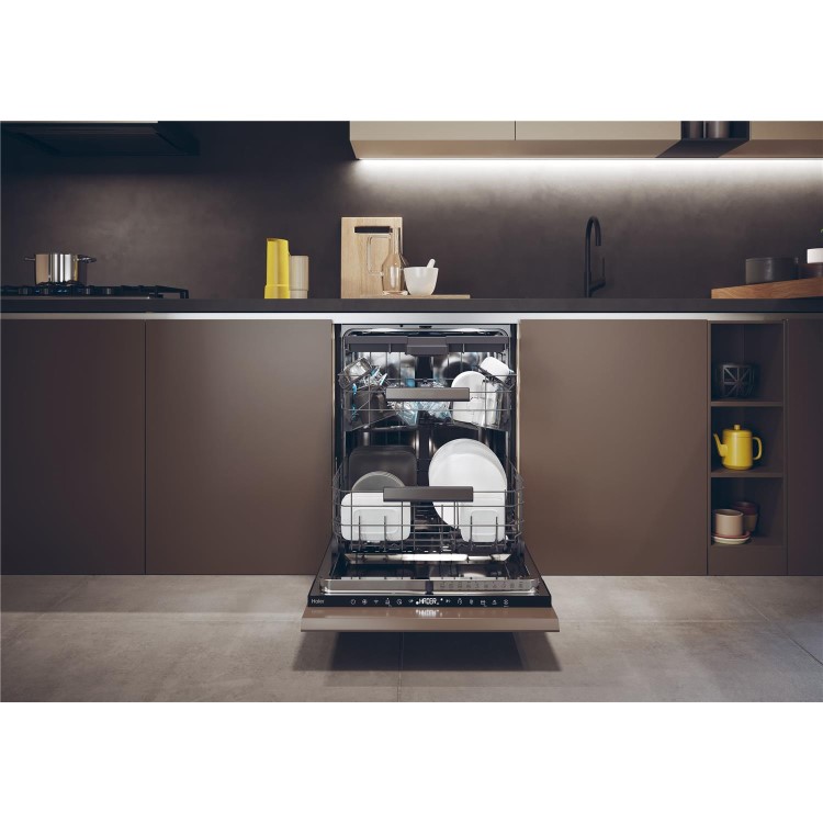 Haier Washlens Series 4 Integrated Dishwasher - Smart Wi-Fi B-Rated Black control panel