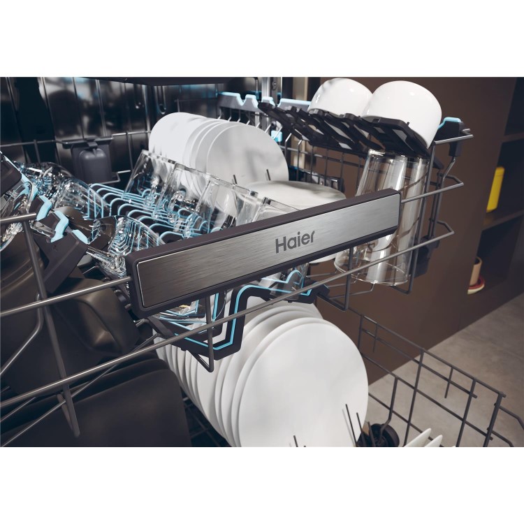 Haier Washlens Series 4 Integrated Dishwasher - Smart Wi-Fi B-Rated Black control panel