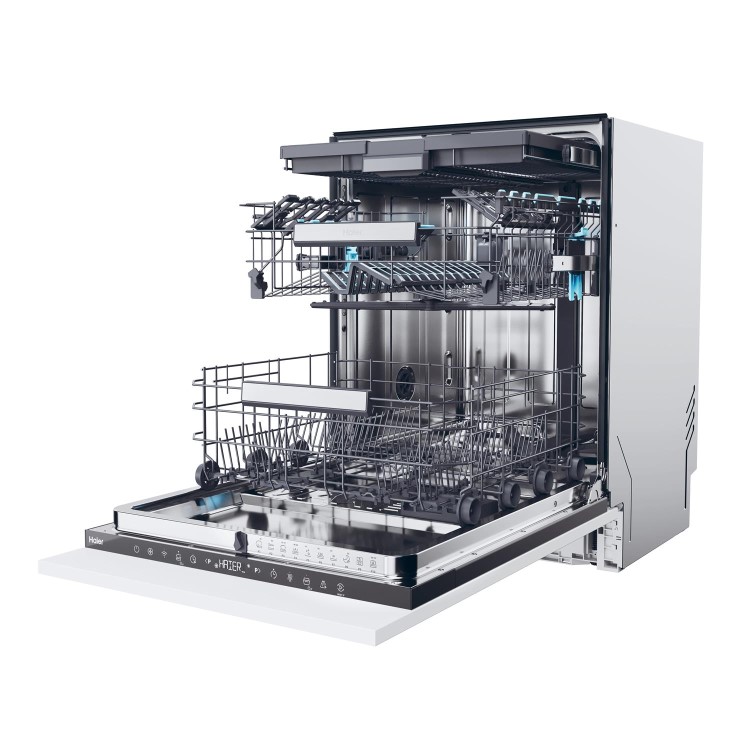 Haier Washlens Series 4 Integrated Dishwasher - Smart Wi-Fi B-Rated Black control panel