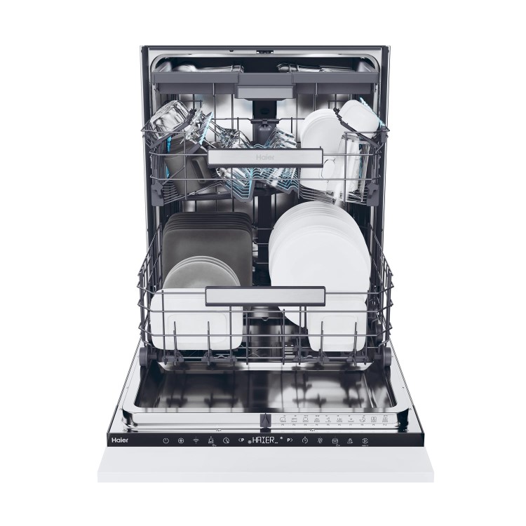Haier Washlens Series 4 Integrated Dishwasher - Smart Wi-Fi B-Rated Black control panel