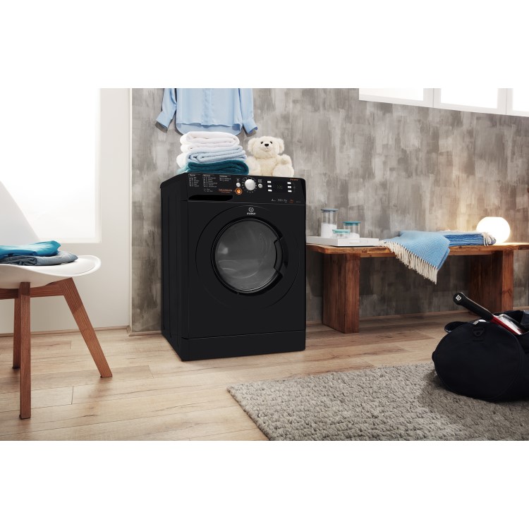 GRADE A2 - Indesit XWDE751480XK 7kg Wash 5kg Dry 1400rpm Freestanding Washer Dryer-Black