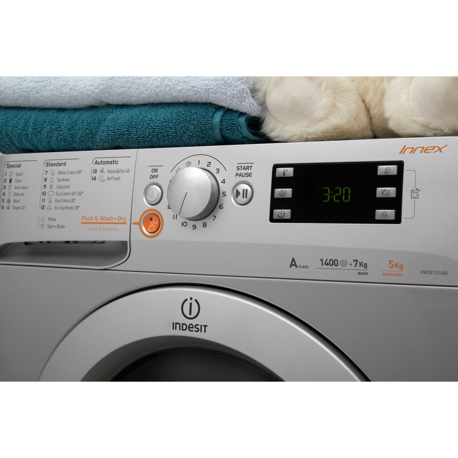 Indesit XWDE751480XS Innex 7kg Wash 5kg Dry 1400rpm Freestanding Washer