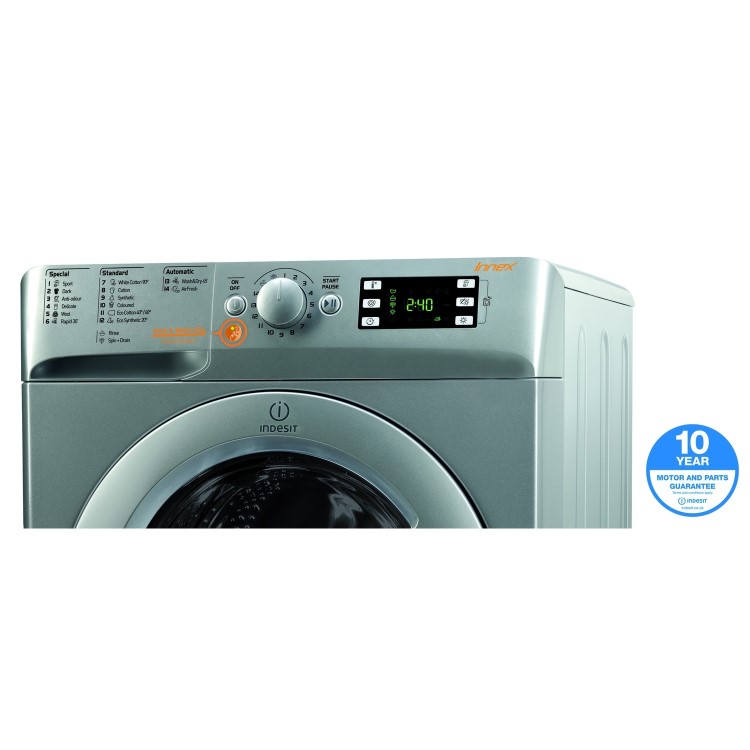 GRADE A1 - Indesit XWDE861480XS 8kg Wash 6kg Dry 1400rpm Freestanding Washer Dryer-Silver