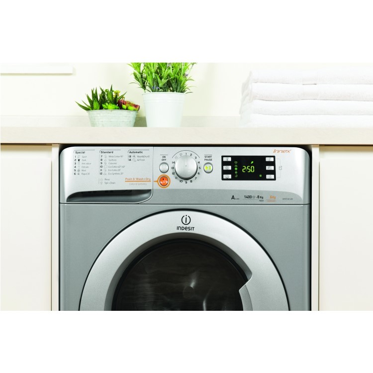 GRADE A1 - Indesit XWDE861480XS 8kg Wash 6kg Dry 1400rpm Freestanding Washer Dryer-Silver