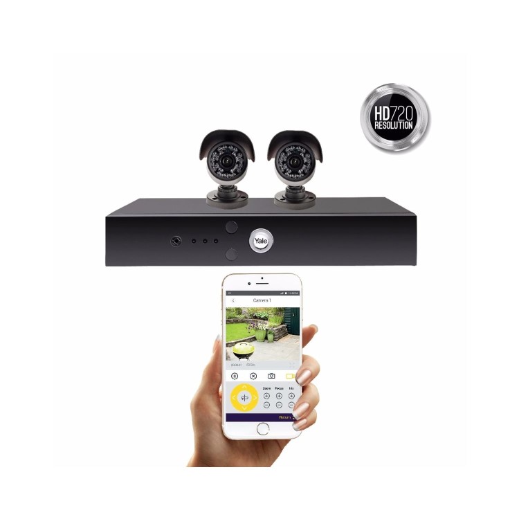 Yale CCTV System - 4 Channel 720p DVR with 2 x 720p Cameras & 1TB HDD