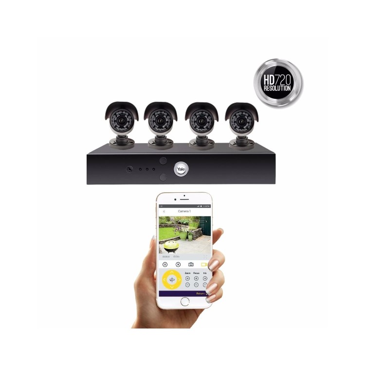 Yale CCTV System - 8 Channel 720p DVR with 4 x 720p Cameras & 1TB HDD