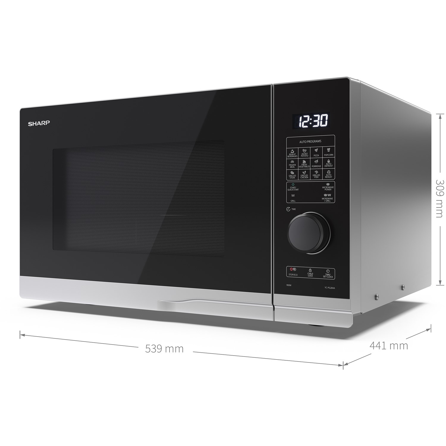Sharp 25L 900W Digital Microwave with Grill Silver YCPG254AUS