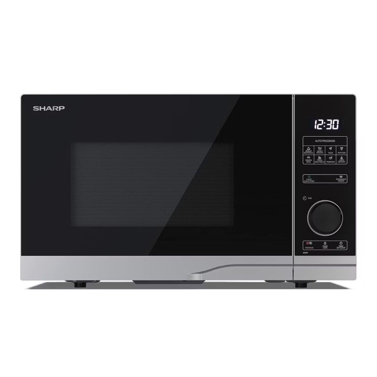 Sharp YC-PS254AU-S 25L 900w Solo Microwave – Silver 10 Power Levels & Auto Defrost
