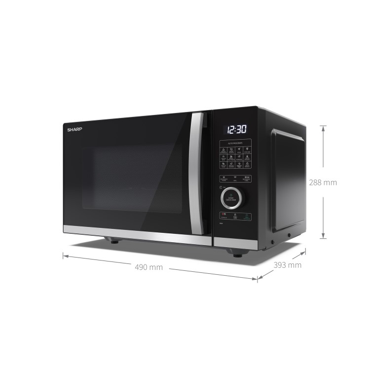 Sharp 23L 900W Digital Flatbed Microwave with Grill - Black