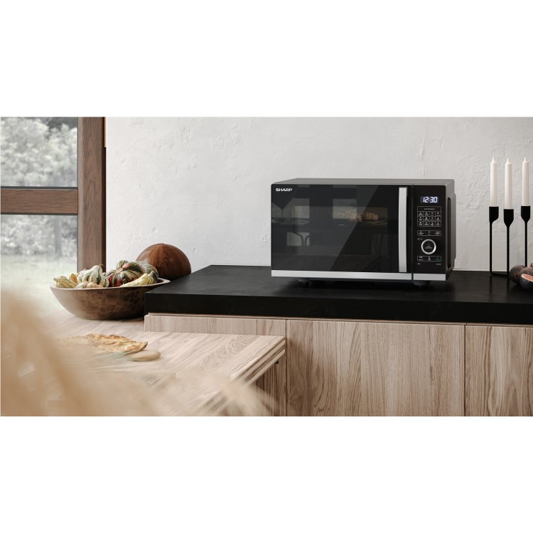 Sharp 23L 900W Digital Flatbed Microwave with Grill - Black