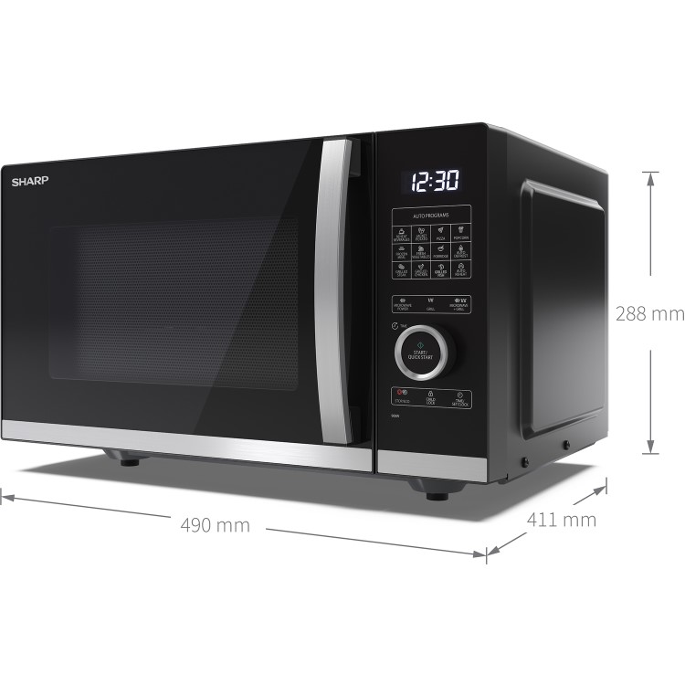 Sharp 25L Freestanding Flatbed Microwave & Grill - Black