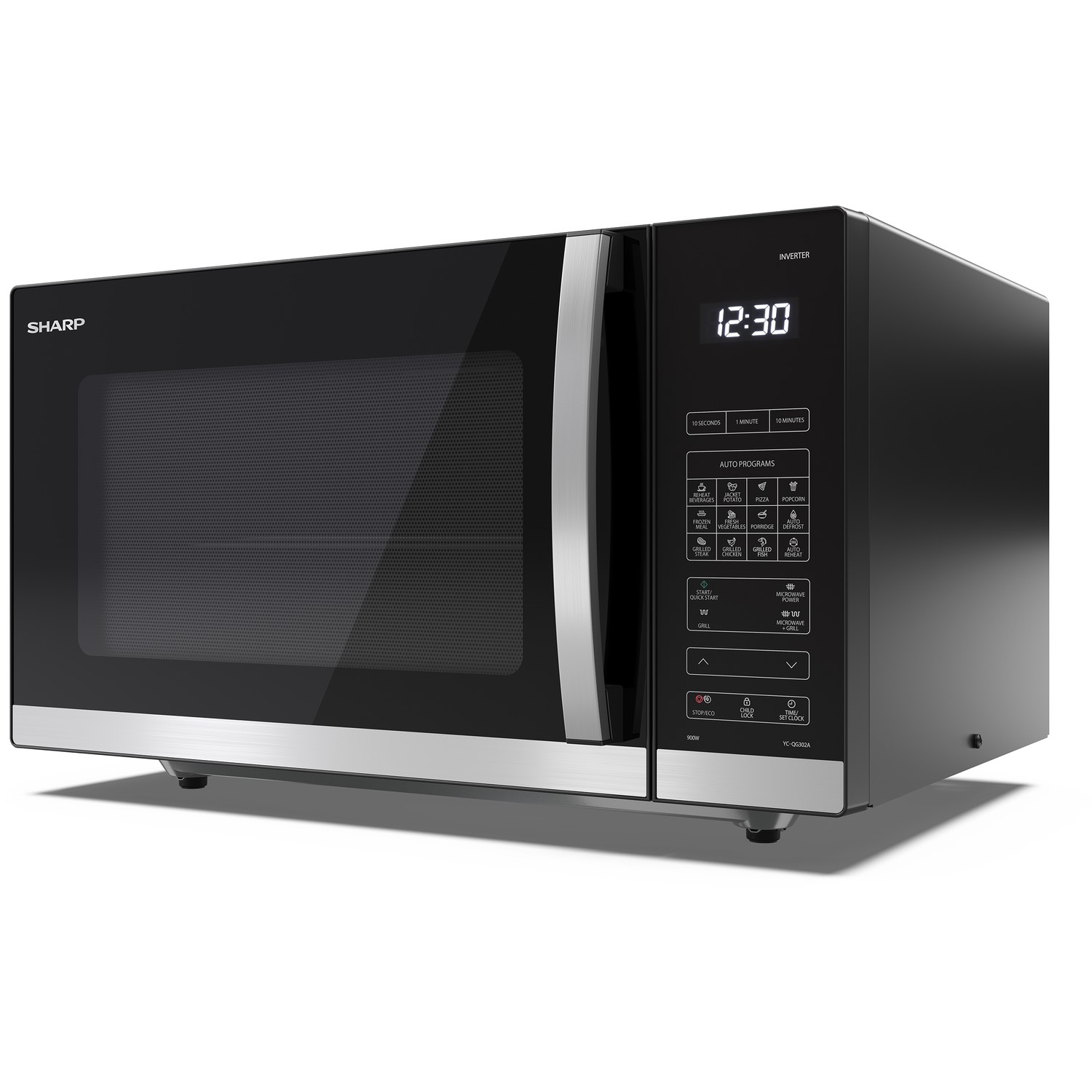 Sharp 30L Digital Flatbed Microwave with Grill Black YCQG302AUB