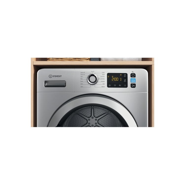 Indesit Push&Go 8kg Heat Pump Dryer - Silver