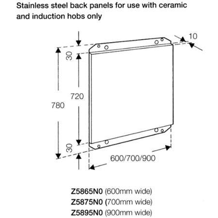 Neff Z5865N0 60cm Back Panel 70cm High Stainless Steel