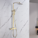 Brushed Brass Thermostatic Bar Mixer Shower Set with Slide Rail Kit & Hand Shower - Zana