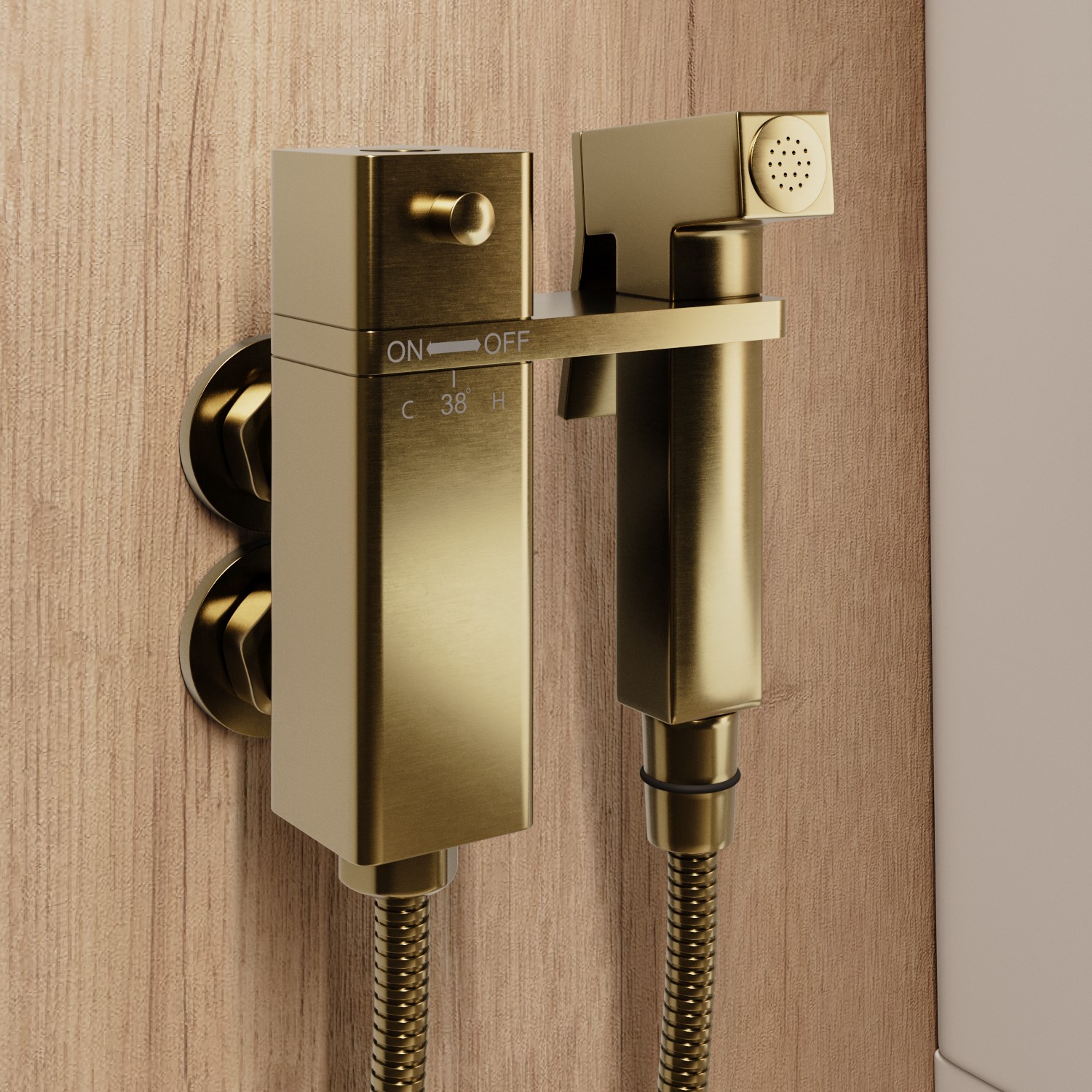 Brushed Brass Thermostatic Douche Shower...