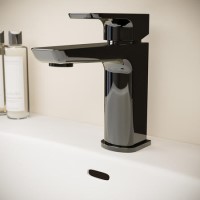 Black Chrome Mono Basin Mixer Tap with Slotted Basin Waste - Zana