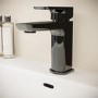 Black Chrome Mono Basin Mixer Tap with Slotted Basin Waste - Zana