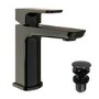 Black Chrome Mono Basin Mixer Tap with Slotted Basin Waste - Zana